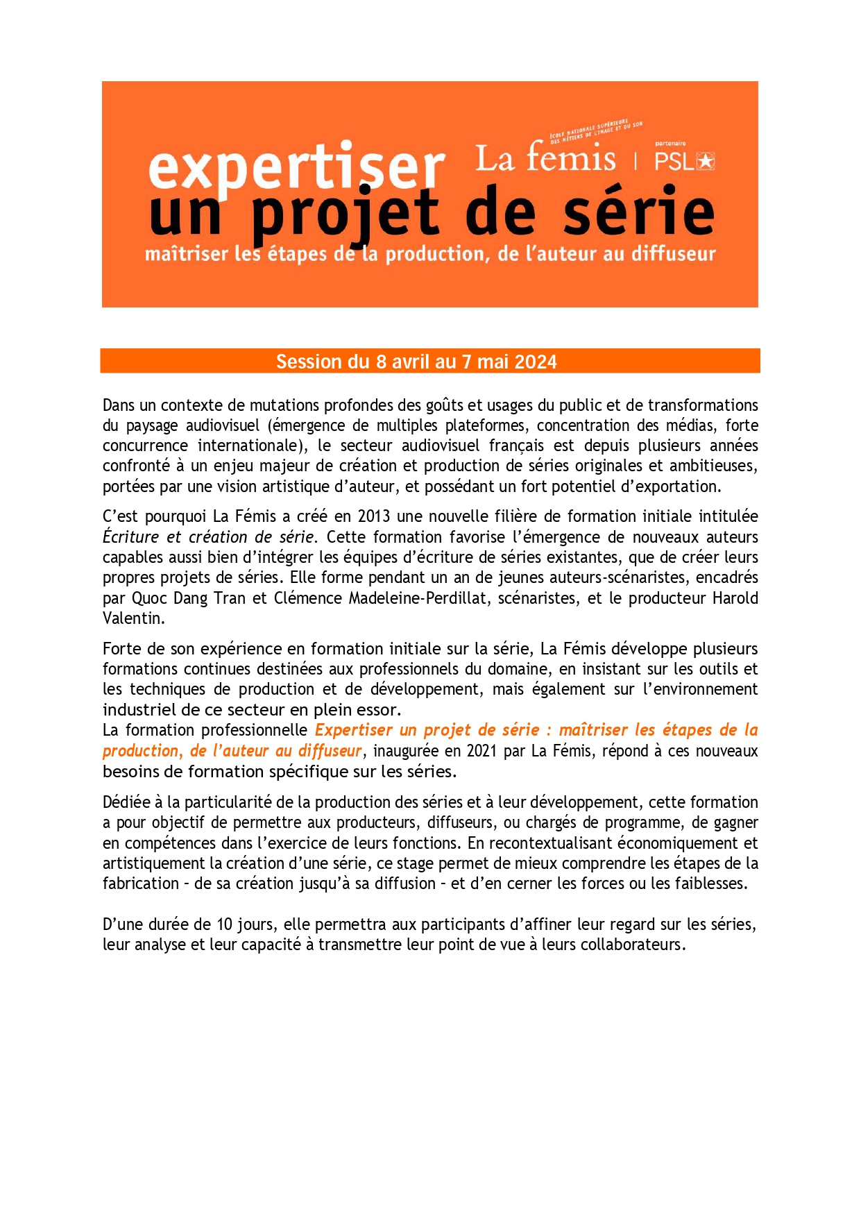 Brochure Expertiser un projet de série 2024.2