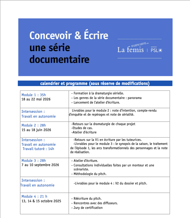 Calendrier CESD 2026