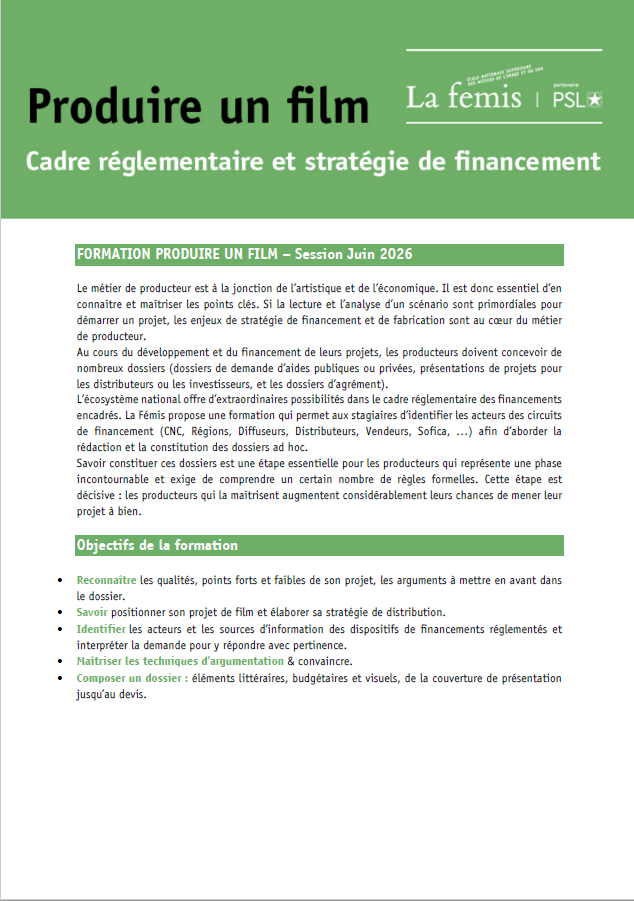 Brochure Produire un film 2026